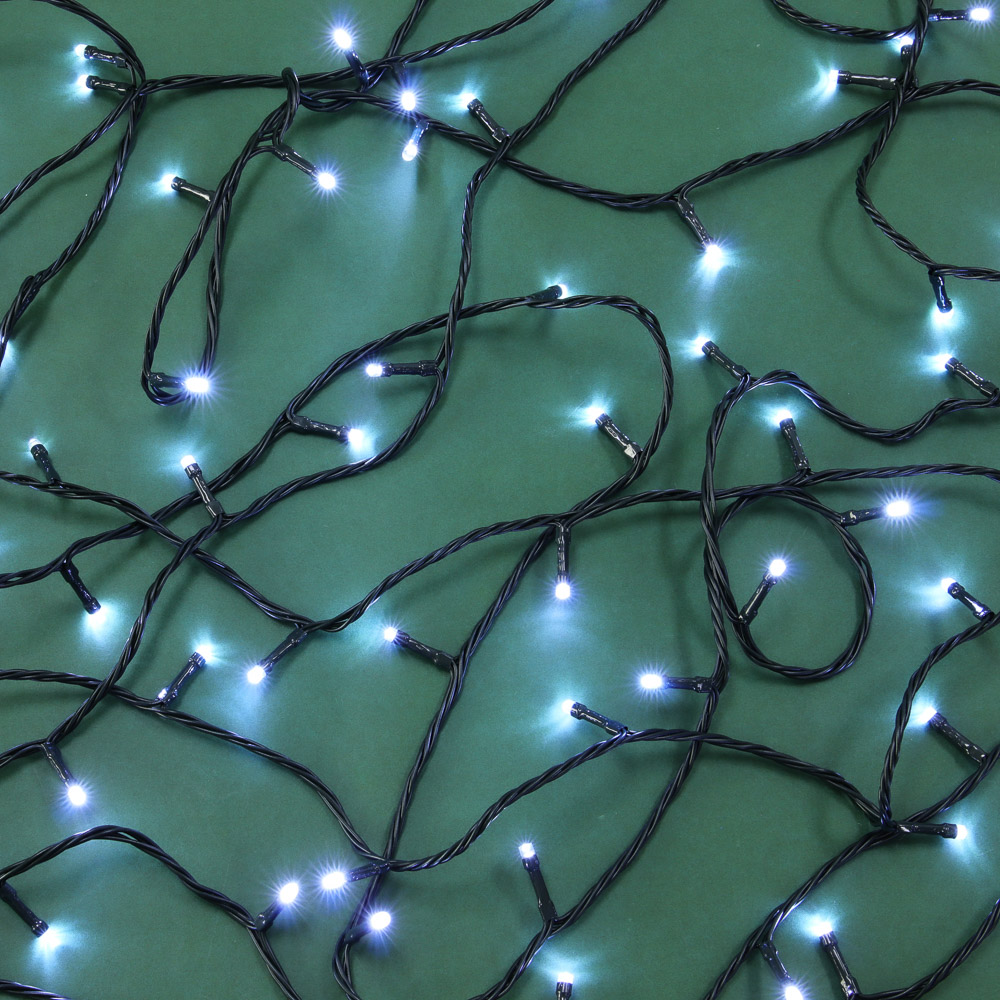 Гирлянда эл. вьюн улич, 20м, 600LED, белый, пост.свеч., ПВХ зел, коннект, IP54, 220В (24В)BY(1/10)