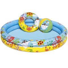 Набор: надувной бассейн  122*20см, 137л, + круг +  мяч Bestway (51124) (1/12)
