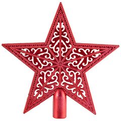 Верхушка на елку "Звезда ажурная"  цвет красный (1/25)