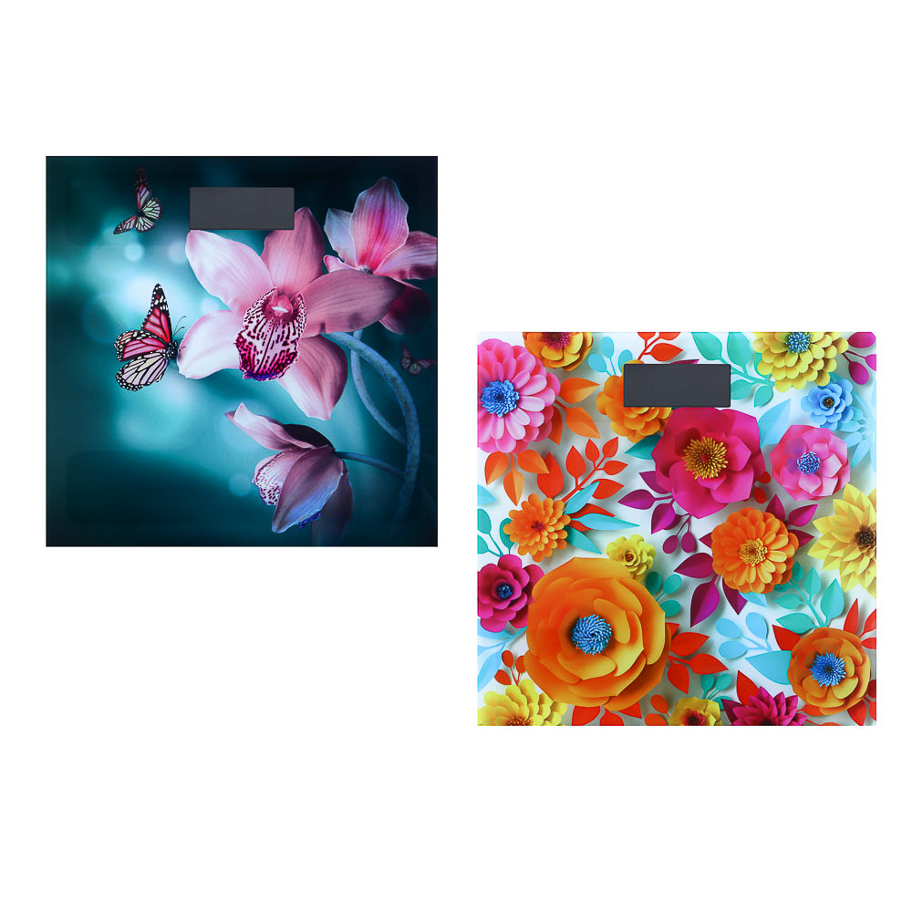 Весы напольные электр. Flower Collection, ЖК-дисплей, макс. нагр. до 180кг, 28х28х0,5см (1/10)