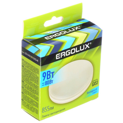 Эл.лампа светодиодная 9Вт GX53 4500К 180-240В, 13515 Ergolux LED-GX53-9W-GX53-3K (10/100) 