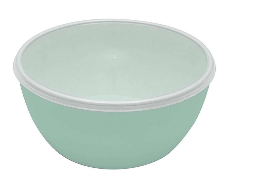 Миска с крышкой 1л *спеццвет*(микс),пласт. (20шт) 