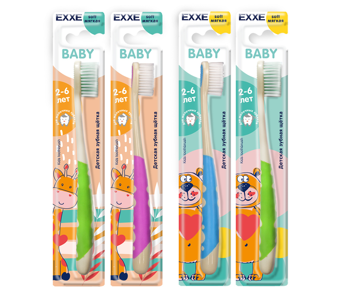 EXXE Baby Детская зубная щетка  2-6 лет (мягкая), 1 шт (1/12/48)