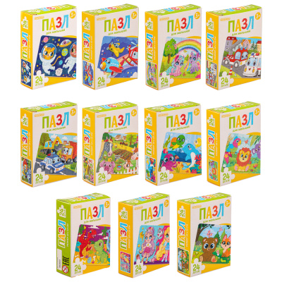 Пазлы  24дет "Мультфильмы" картон 18*13см (8-16диз) ОРИГАМИ (1/24/120)