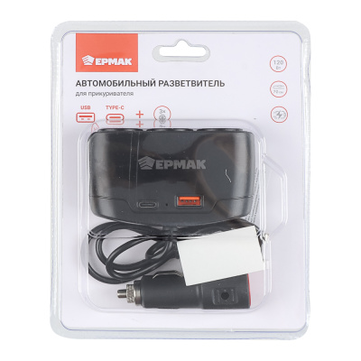 Разветвитель прикуривателя, 3 выхода +1 USB, 60 W, 2.1А, 12/24В, пластик (1/10/120) Разветвитель прикуривателя, 3 выхода +1 USB, 60 W, 2.1А, 12/24В, пластик (1/10/120)