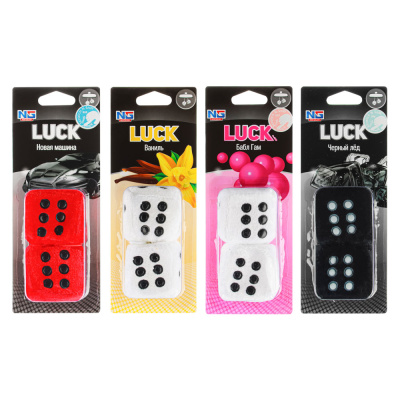Ароматизатор воздуха Luck, 6 см,бабл гам/ваниль/новая машина/черный лед (1/4/24)