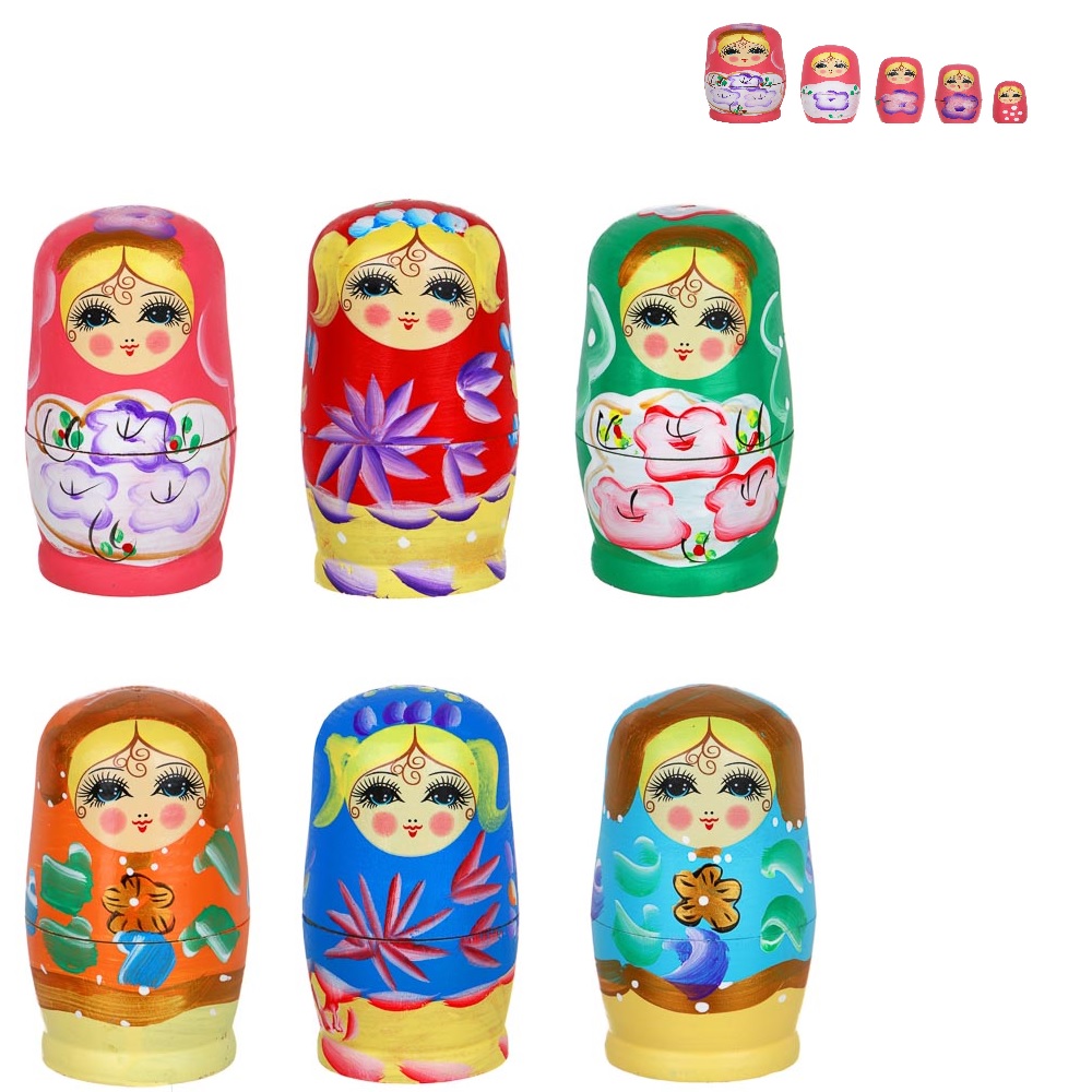 Матрешка 11,5*5,5см 5шт (дерево) (1/50/100)