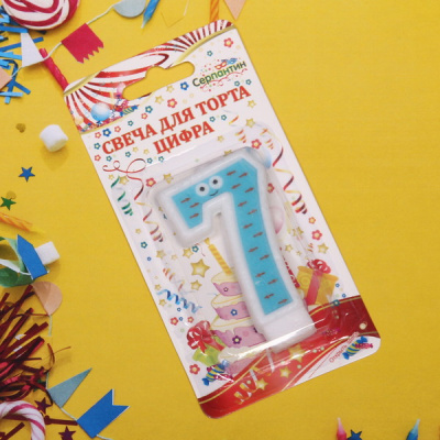Свеча для торта Цифра Весёлый затейник "7" 6 см (12)