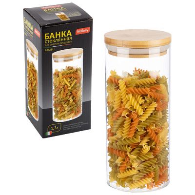 Банка для сыпучих продуктов с крышкой 1,3л BAMBU (стекло) (1/30)