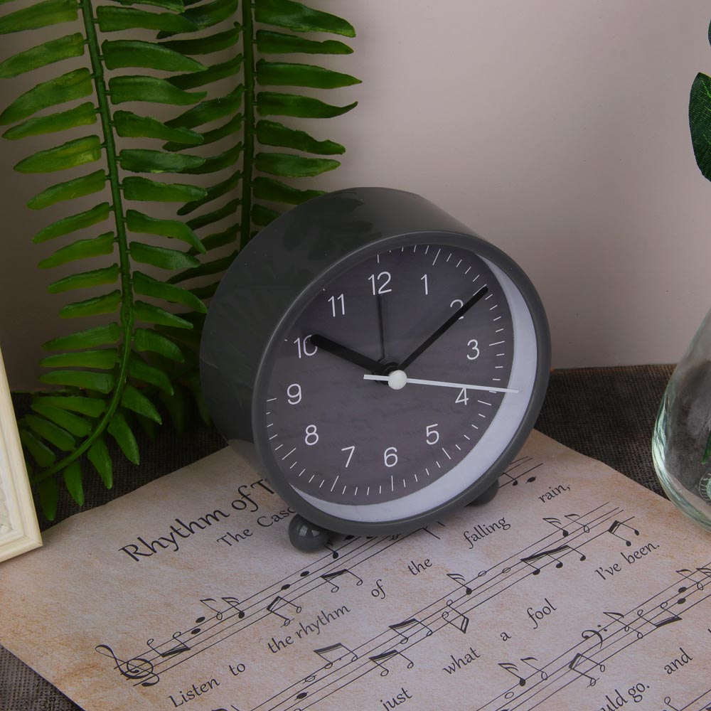 Будильник, 9,4x9,8x4 см, пластик, 1xAA, цвет серый LADECOR CHRONO (1/32)