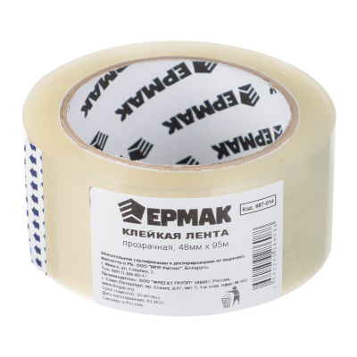 Лента клейкая прозрачная ЕРМАК 48мм*95м (6/36) Лента клейкая прозрачная ЕРМАК 48мм*95м (6/36)