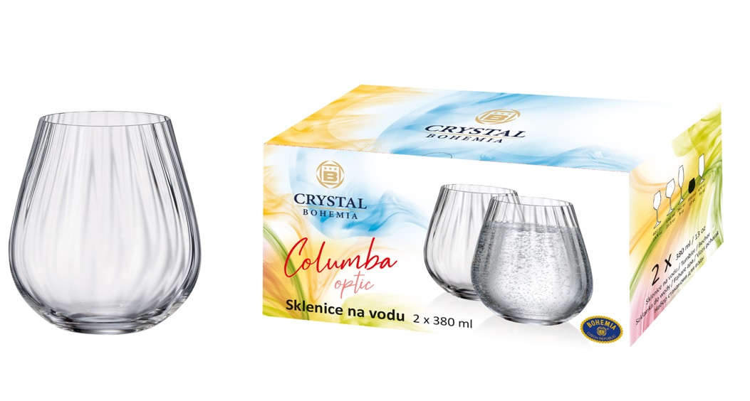 Набор стаканов 2пр 380 мл "COLUMBA OPTIC" для виски (стекло) (1/12)