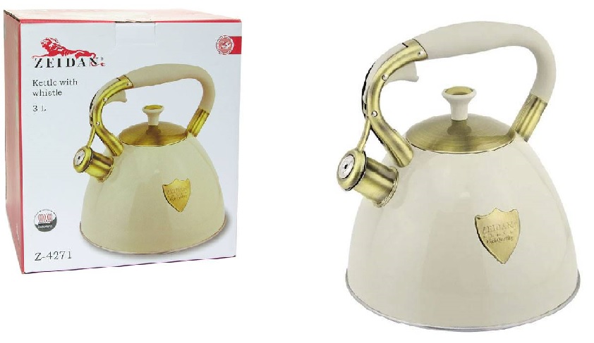 Чайник со свистком ZEIDAN Beige 3,0 л нерж.(1/6)