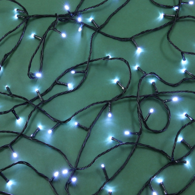 Гирлянда эл. вьюн улич, 20м, 600LED, белый, пост.свеч., ПВХ зел, коннект, IP54, 220В (24В)BY(1/10)