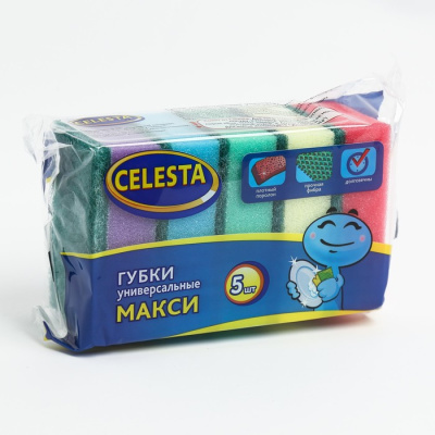 Губки хозяйственные универсальные МАКСИ 97*63, 5шт НХК CELESTA (1/20) Губки хозяйственные универсальные МАКСИ 97*63, 5шт НХК CELESTA (1/20)
